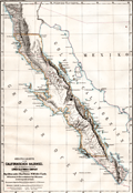 Original geographical map of Baja California from 1868.
