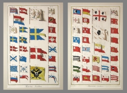 Engraved and handcolored marine flags.