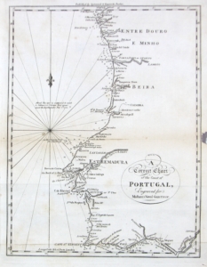 Antique chart of the coast of Portugal