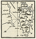 Very early map of Lesbos, Greece by Bordone