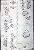 Fine French sea chart of the Maldive islands.