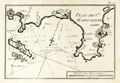 Old map with Cannes and Cap d'Antibes, France.