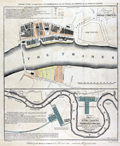1818 plans of the docks along the River Thames in London.