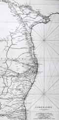 Antique French sea chart of India's Coromandel Coast.