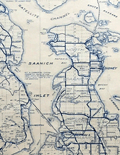 Blue-line map of Southern Vancouver Island first printed in 1931.