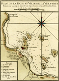 Antique plan of Veracruz, Mexico.