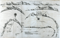 Six coastal chart profiles of Asian and African anchorages and bays.