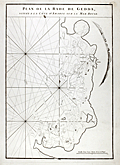 Antique chart of Jeddah, Saudi Arabia on the Red Sea.