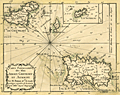 Fine antique miniature nautical chart of the Channel Islands.