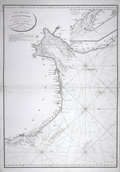 Antique nautical chart with west coast of England .