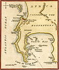 Antique harbor chart of Table Bay and Cape Town, South Africa.
