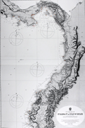 Antique British Admiralty nautical chart of Costa Rica and Panama.