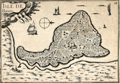 Decorative antique island map of Bouin, France.