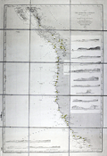 Antique nautical chart of the West Coast of the United States.