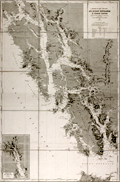 Antique nautical chart of southwest Alaska near Dixon Entrance.