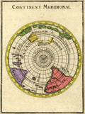 Antique map of the globe from a south polar perspective.