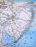 Map of N.J. beach resorts and connecting railroads from 1885.