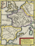 Antique map of the ancient area controlled by the Gauls.
