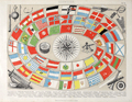 German colored lithograph from 1874 of naval flags and ensigns.