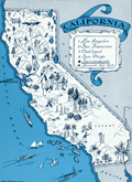 Old pictorial map of the State of California.