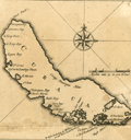 Scarce antique map of Curacao in the Caribbean Sea.