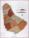 Jefferys and Sayer's map of Barbados in the Caribbean Sea.