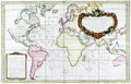 Scarce nautical antique sea chart or map of the world by Bellin