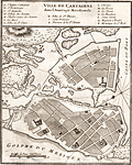 Antique plan of Cartagena, Colombia.