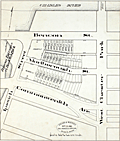 Scarce blueprint of the Back Bay area in Boston, Mass.