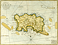 Early copper plate engraving of Jersey island