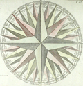 Engraved example of a wind rose by J.B. Clouet.