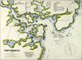 Antique nautical chart of Portsmouth, New Hampshire.