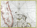 Antique sea chart of the Yucatan Peninsula to western Cuba.