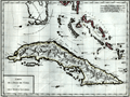 Antique map of southern Florida, Cuba, and the Bahamas (or Lucayes).