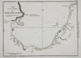 Old nautical antique engraved sea chart of Petit-Goâve, Haiti