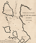 Charts of harbors on two islands in Alaska: Adak and Amchitka.