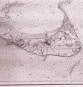 Old antique chart of Nantucket, Mass. and Nantucket Sound.