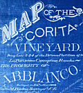 Cyanotype (blueprint) map of the Corita Vineyard, Los Altos Hills, CA.