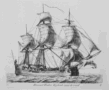 Etching of Dutch ship (Hoeker) by Groenewegen
