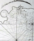 Antique chart of Jeddah, Saudi Arabia on the Red Sea.