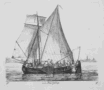 Etching of Dutch sailing barge (Beurtschip) by Groenewegen