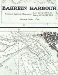 Scarce plate with three port plans for Bahrein Harbor and Manama