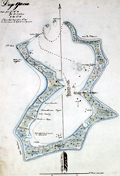 French manuscript chart of the island of Diego Garcia.