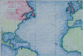 Rare "bottle chart" of the Atlantic Ocean by A.B. Becher.