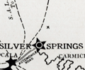 Map in brochure for Silver Springs Daylight Route cruise, Florida.