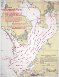 Chart book for Tampa Bay, Florida with tidal direction and velocity.