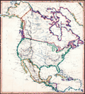 Fascinating antique manuscript map of North America, ca. 1850.