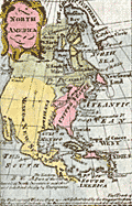 Two miniature maps of North America and of South America.