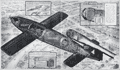 View with schematic diagram of the German V-1 bomb.