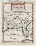 Antique engraved map of the eastern Gulf Coast including Florida.